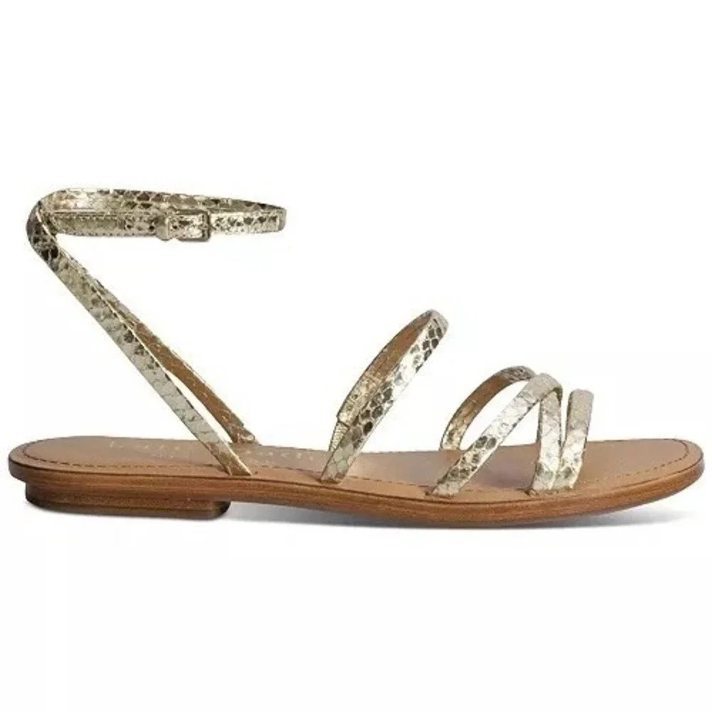 $178 KATE SPADE NEW YORK Women's 7B Gold Ankle Leather Gladiator Sandals Shoes